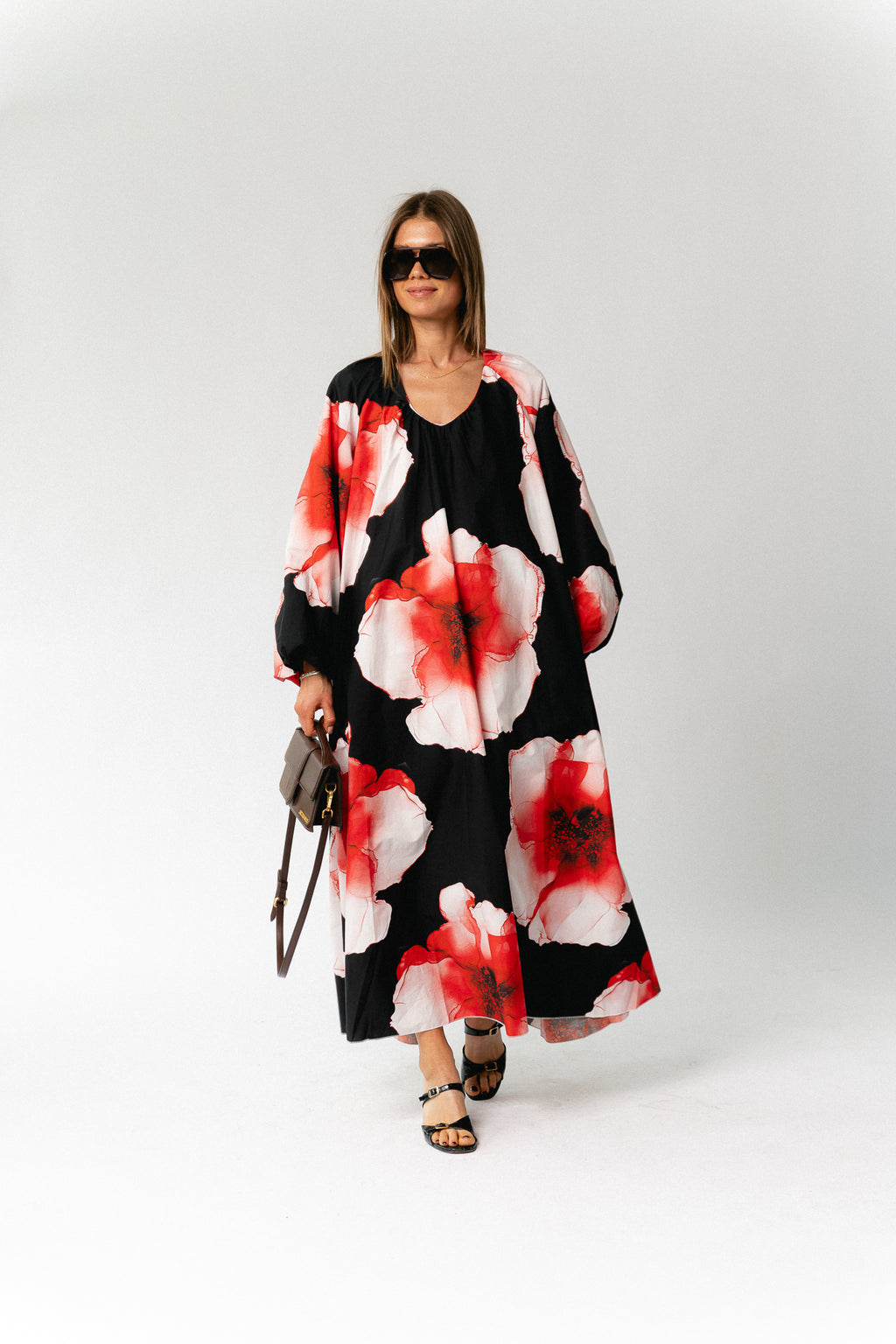 Brigitte floral maxi dress black/red