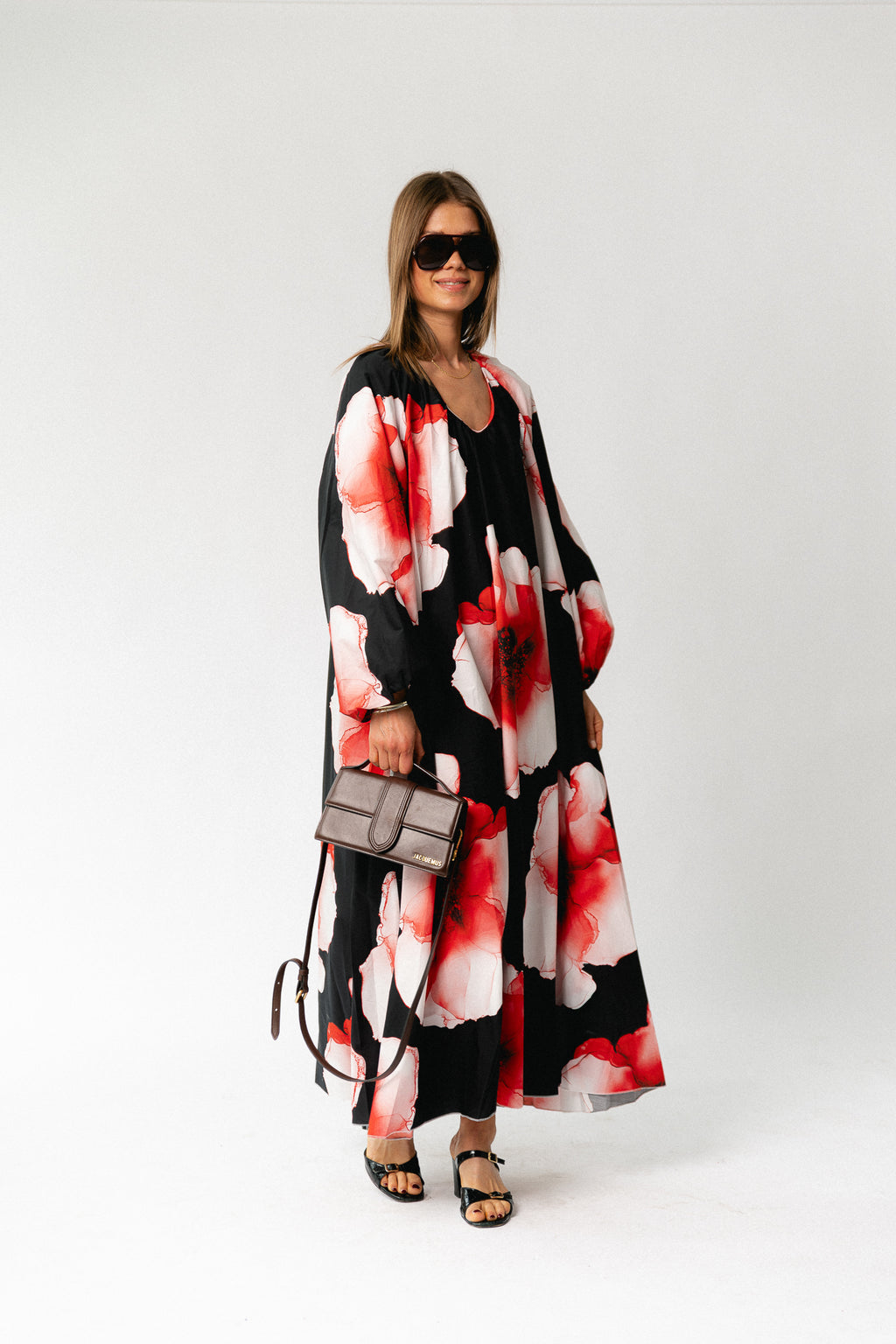 Brigitte floral maxi dress black/red