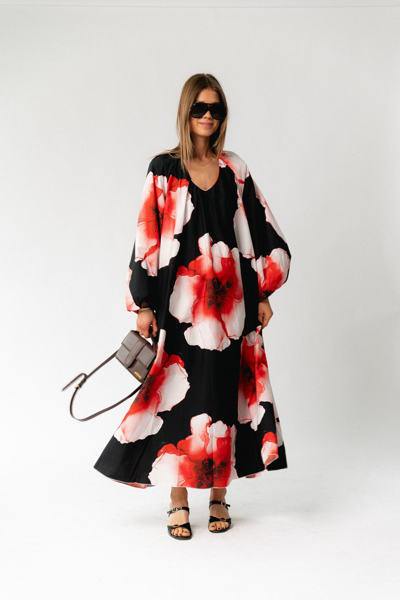 Brigitte floral maxi dress black/red
