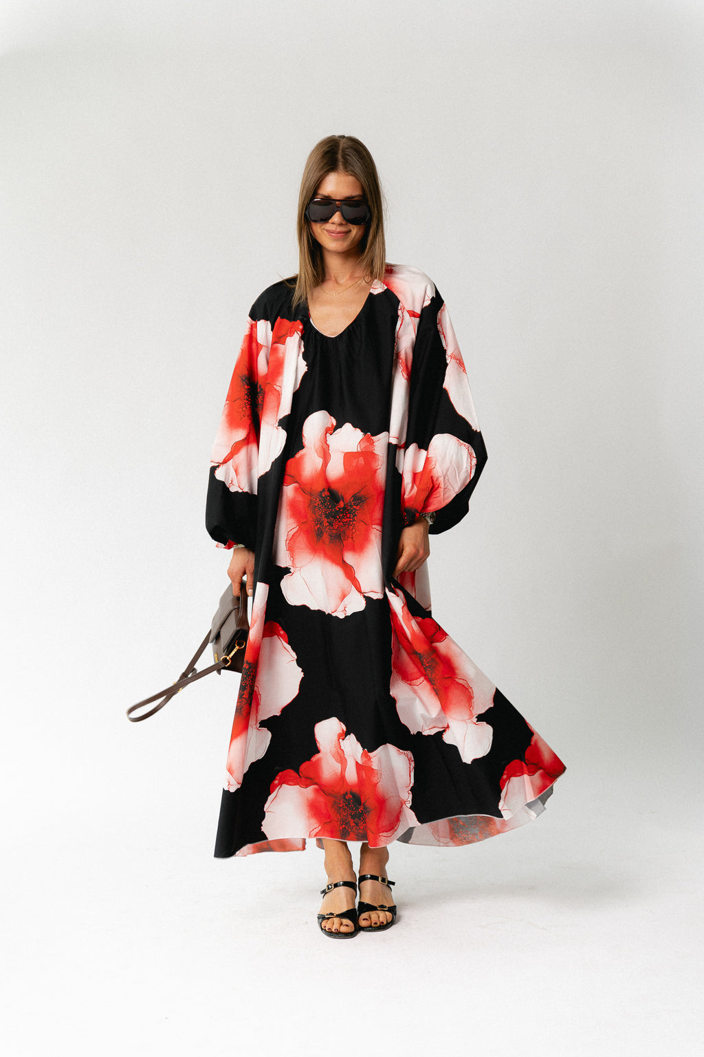 Brigitte floral maxi dress black/red