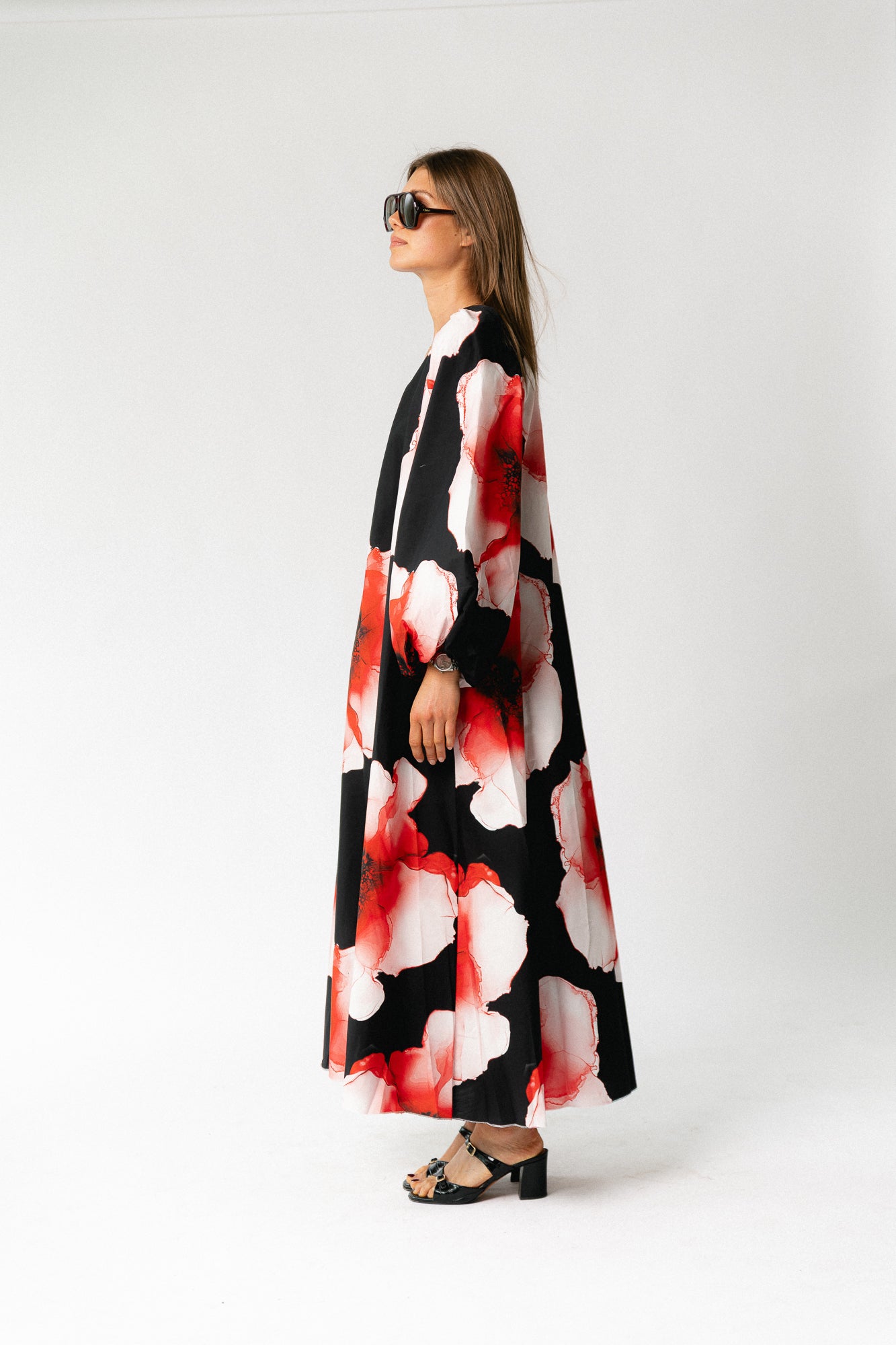 Brigitte floral maxi dress black/red