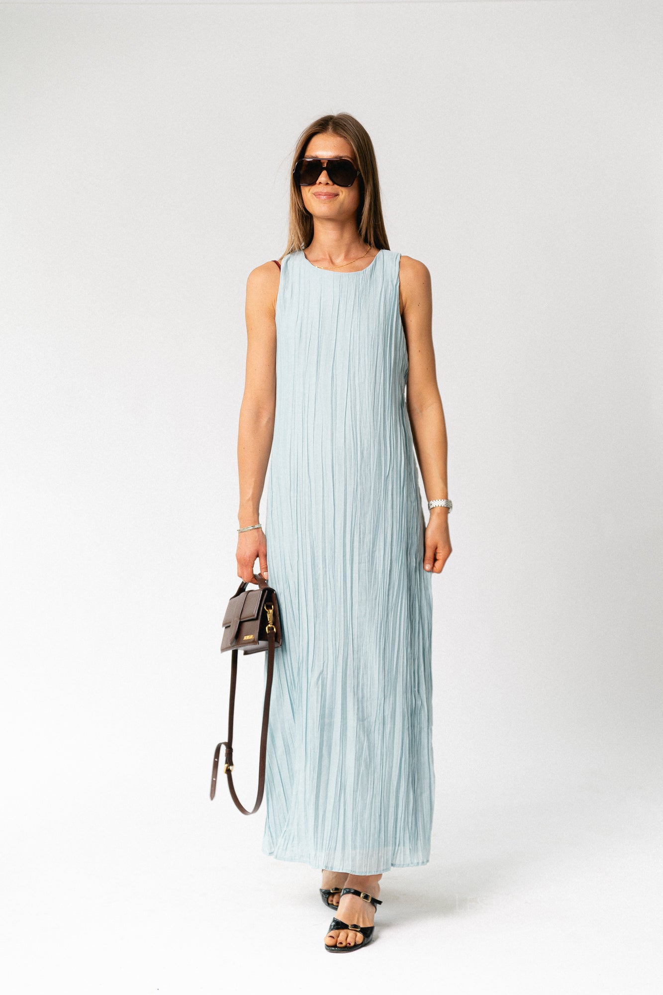 OBJMabel Brea SL O-neck long dress winter sky