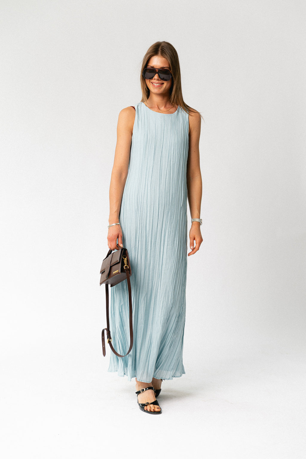 OBJMabel Brea SL O-neck long dress winter sky