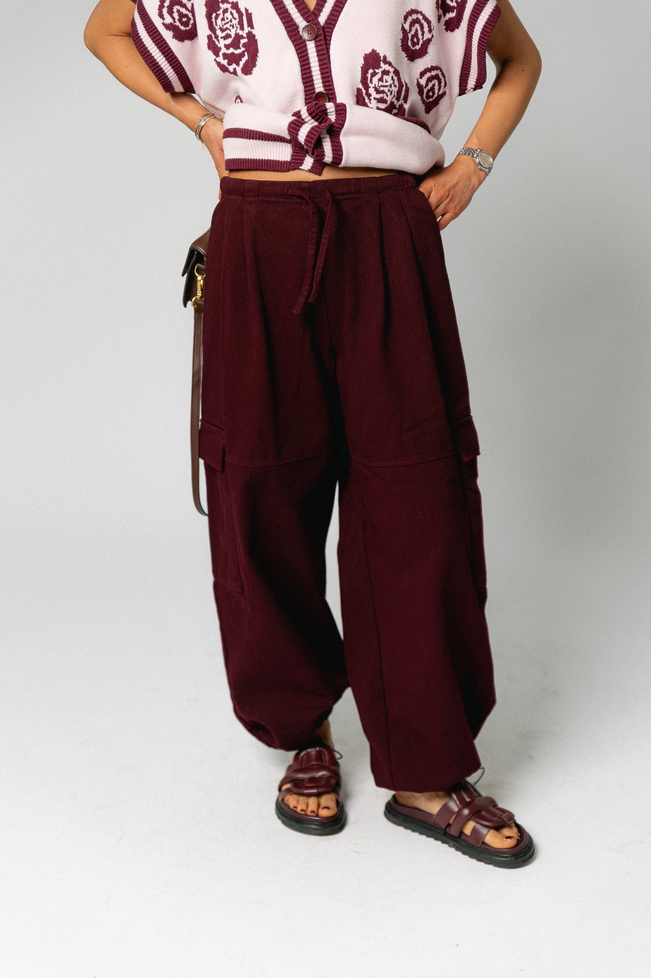 Cassie cargo pants burgundy