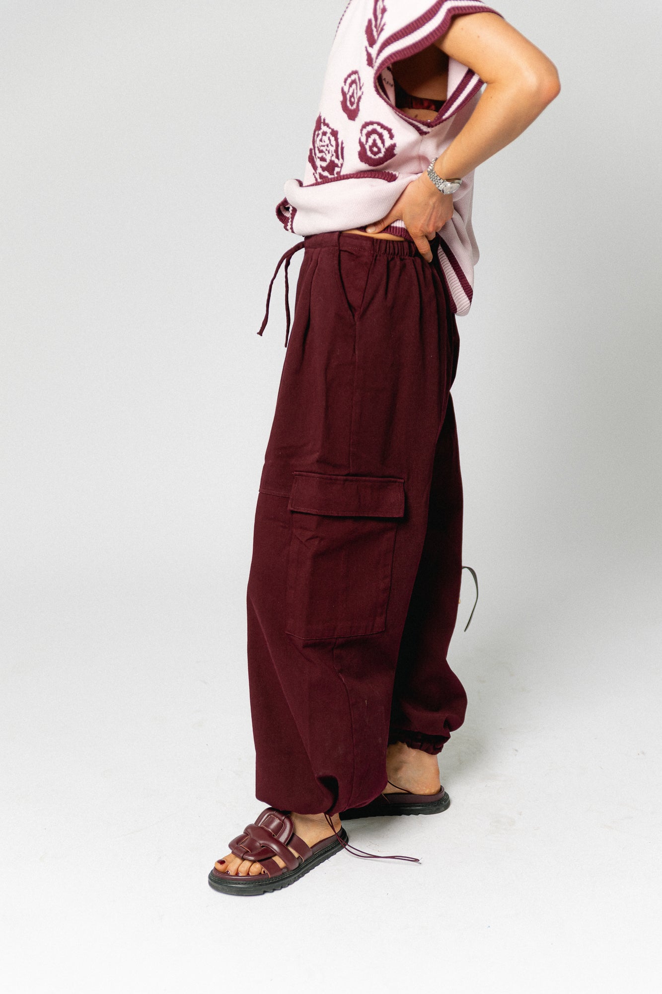 Cassie cargo pants burgundy
