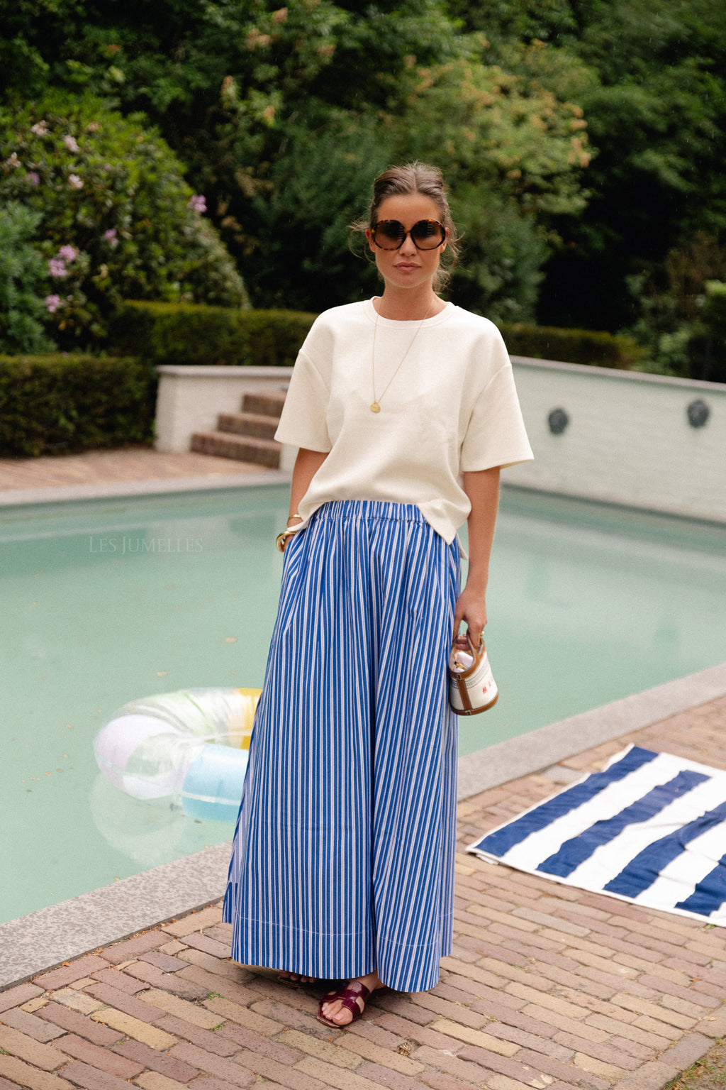 SLFFia HW striped ankle skit skirt dazzling blue/bright white