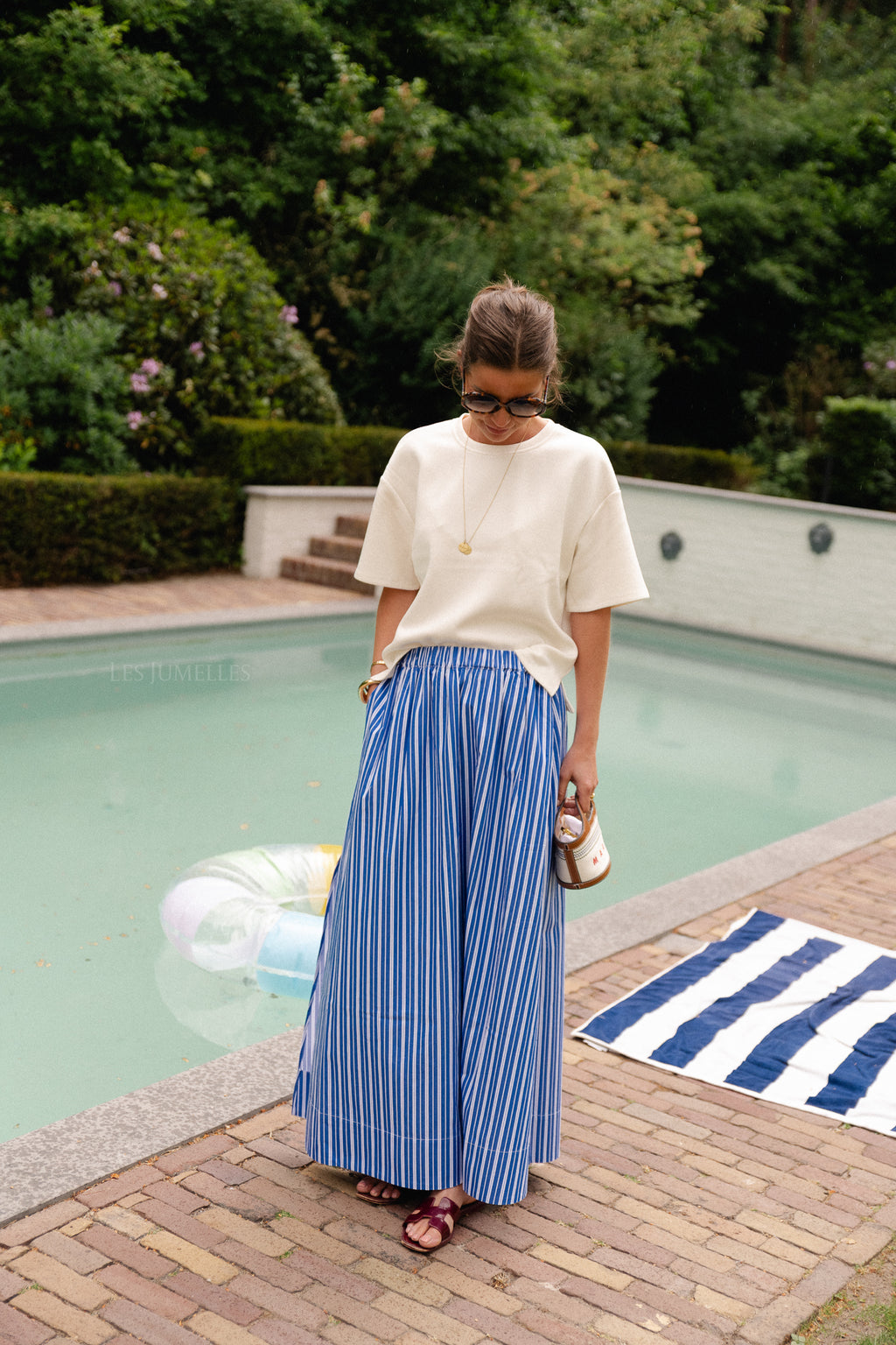 SLFFia HW striped ankle skit skirt dazzling blue/bright white