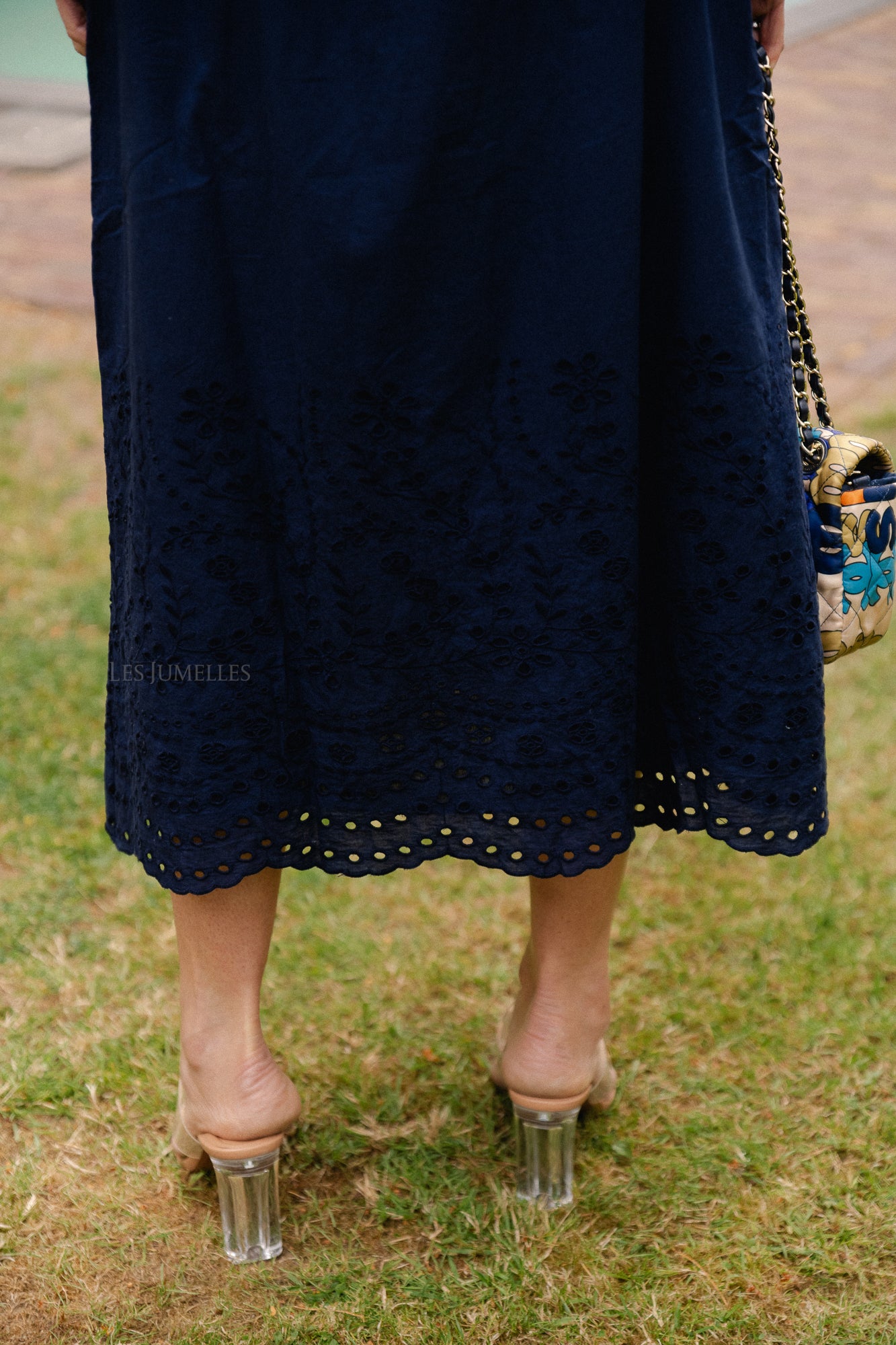 YASLuma HW long skirt navy blazer