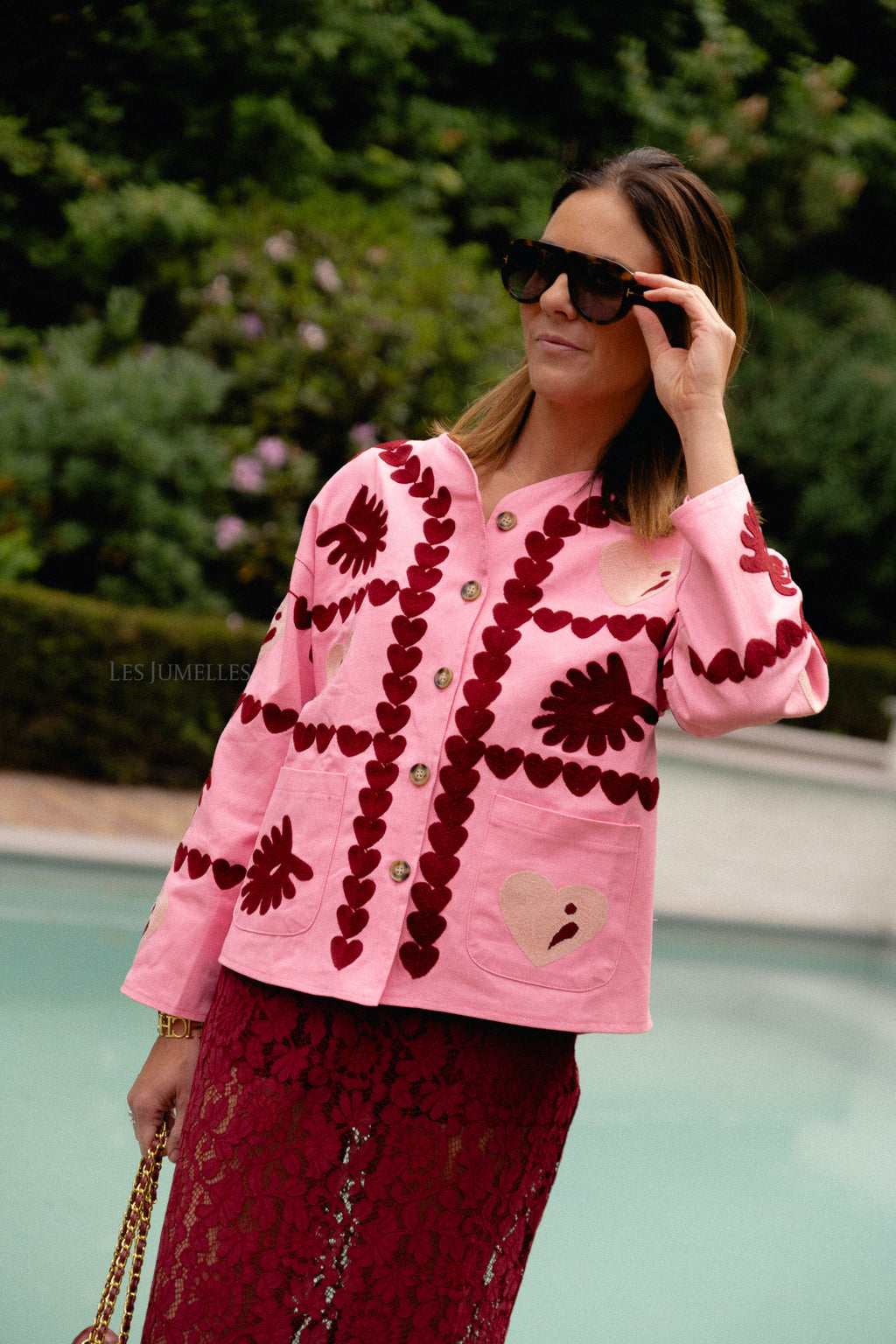 Lena embroidered vest pink