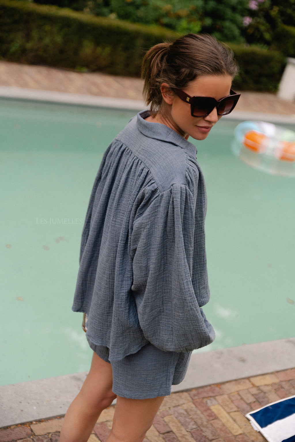 Abigail blouse indigo blauw melange