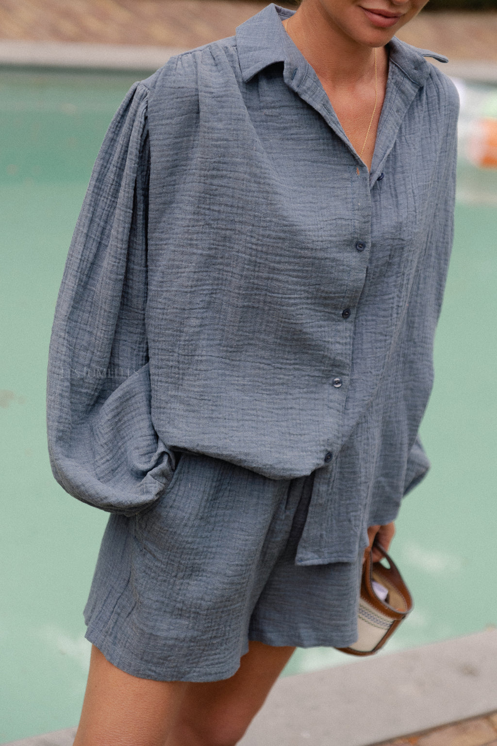 Abigail blouse indigo blauw melange