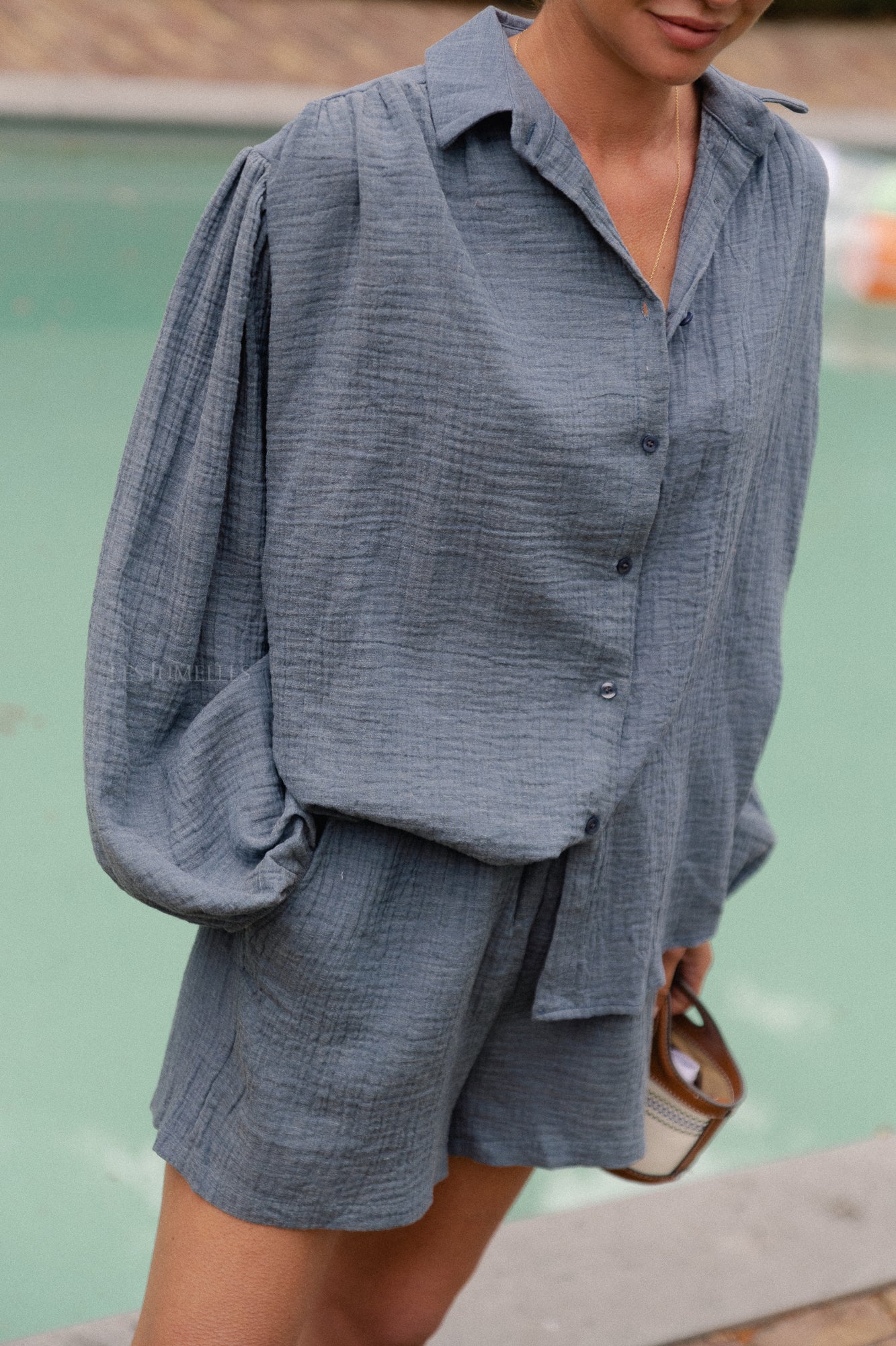 Abigail Bluse Indigo Melange