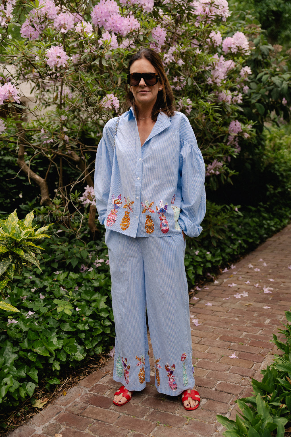Flora pants blue stripes