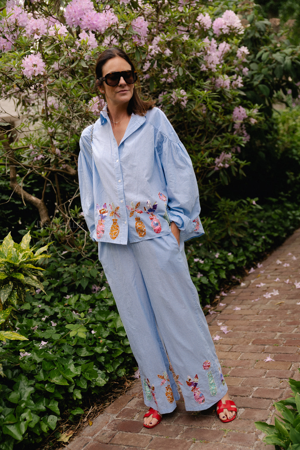 Flora pants blue stripes