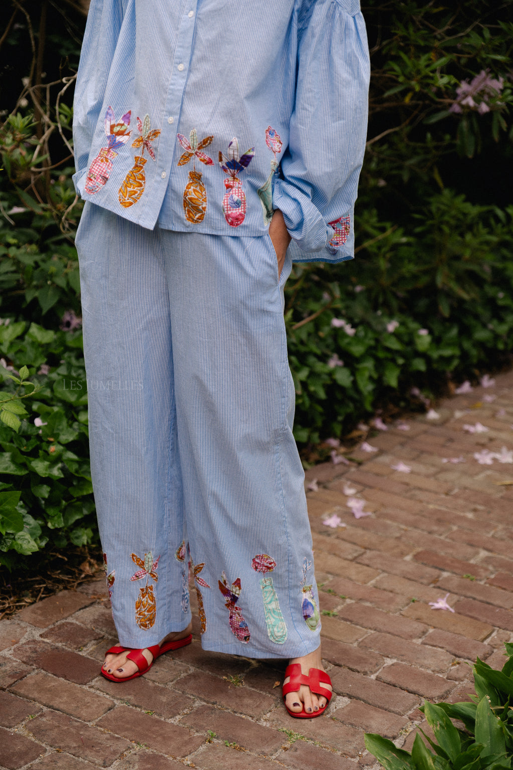 Flora pants blue stripes