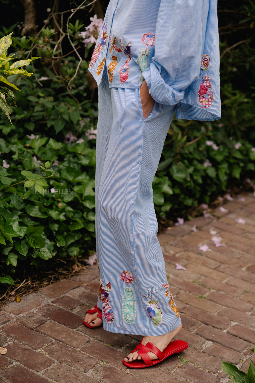 Flora pants blue stripes