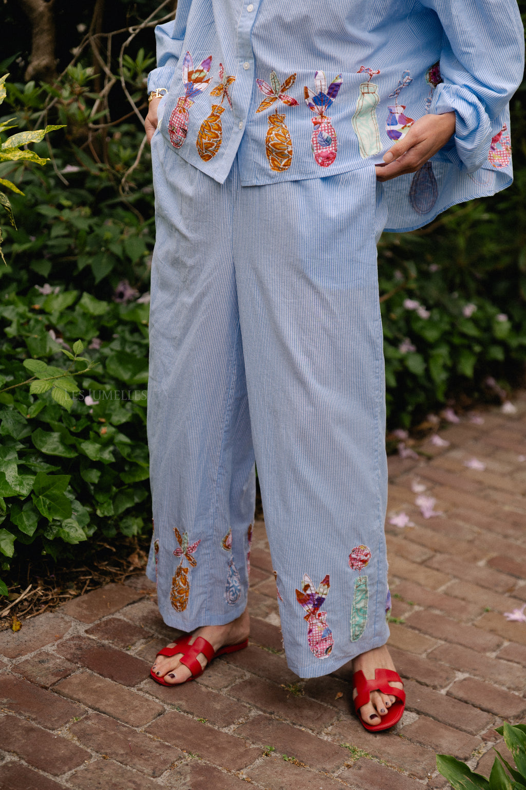 Flora pants blue stripes