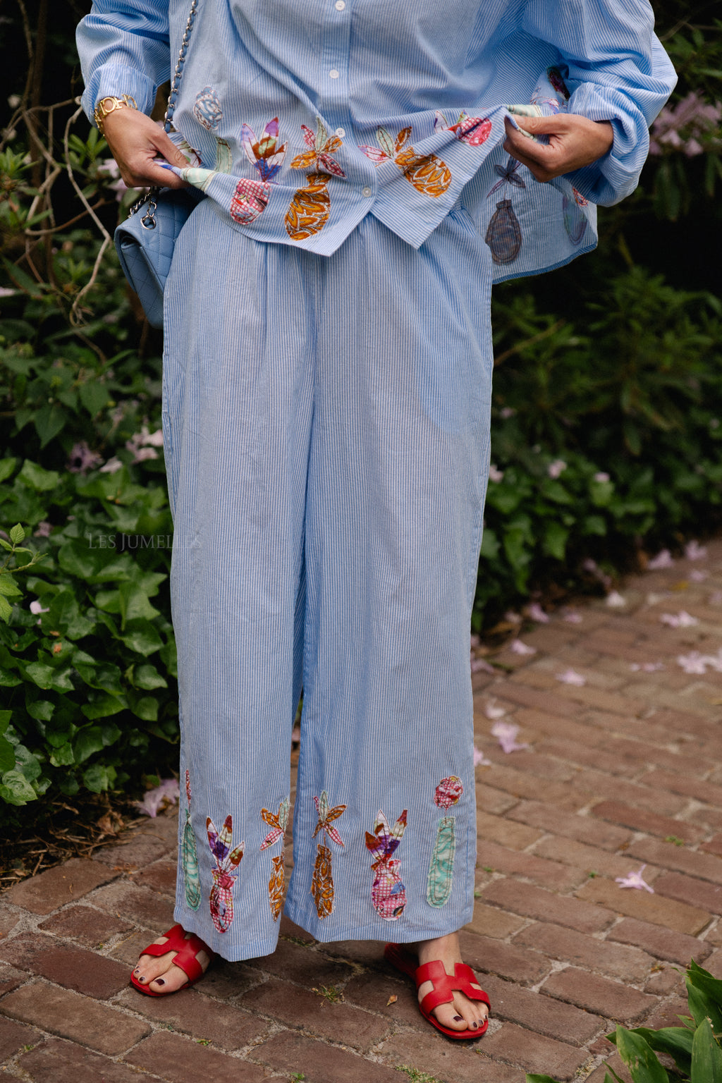 Flora pants blue stripes
