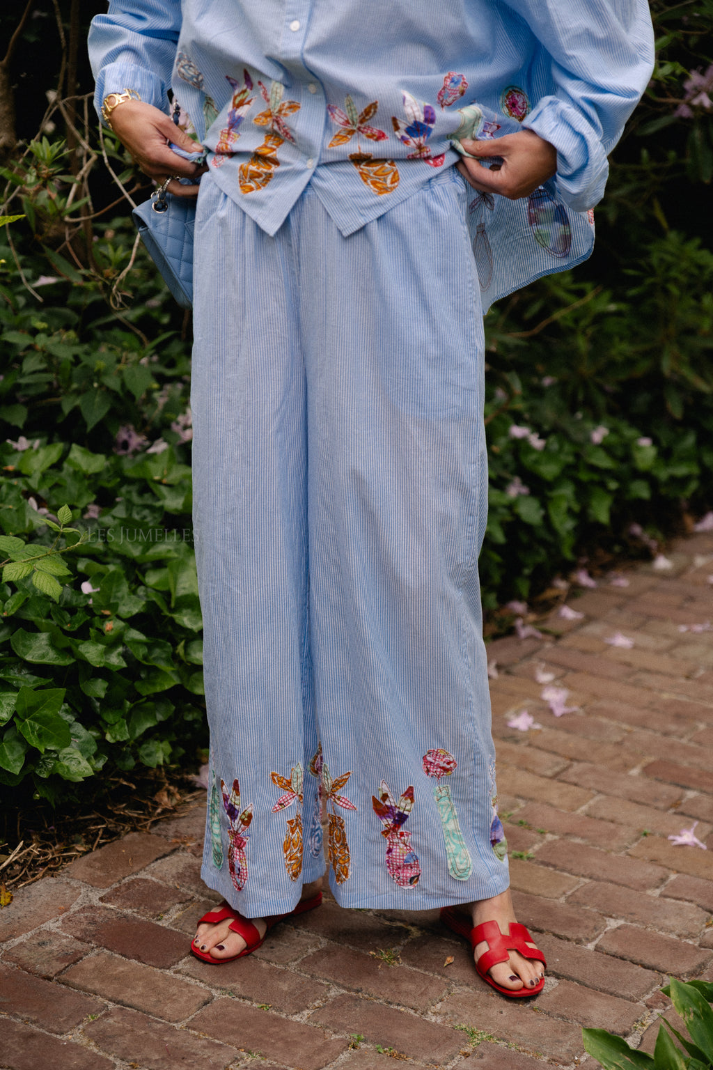 Flora pants blue stripes