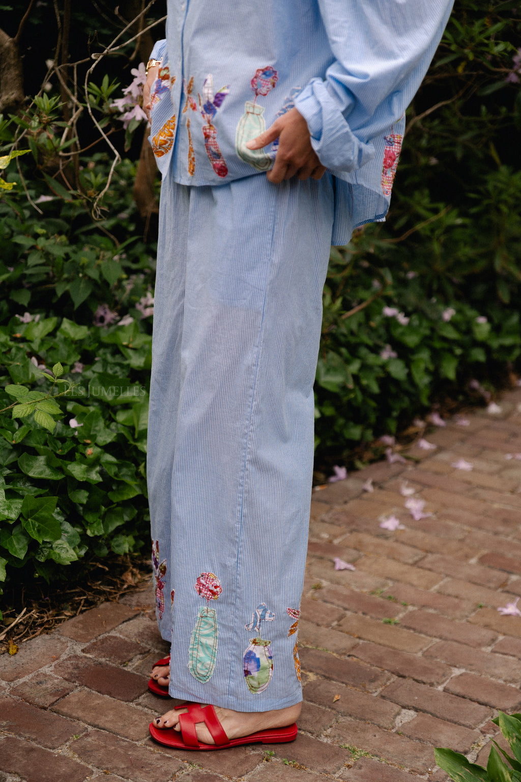 Flora pants blue stripes