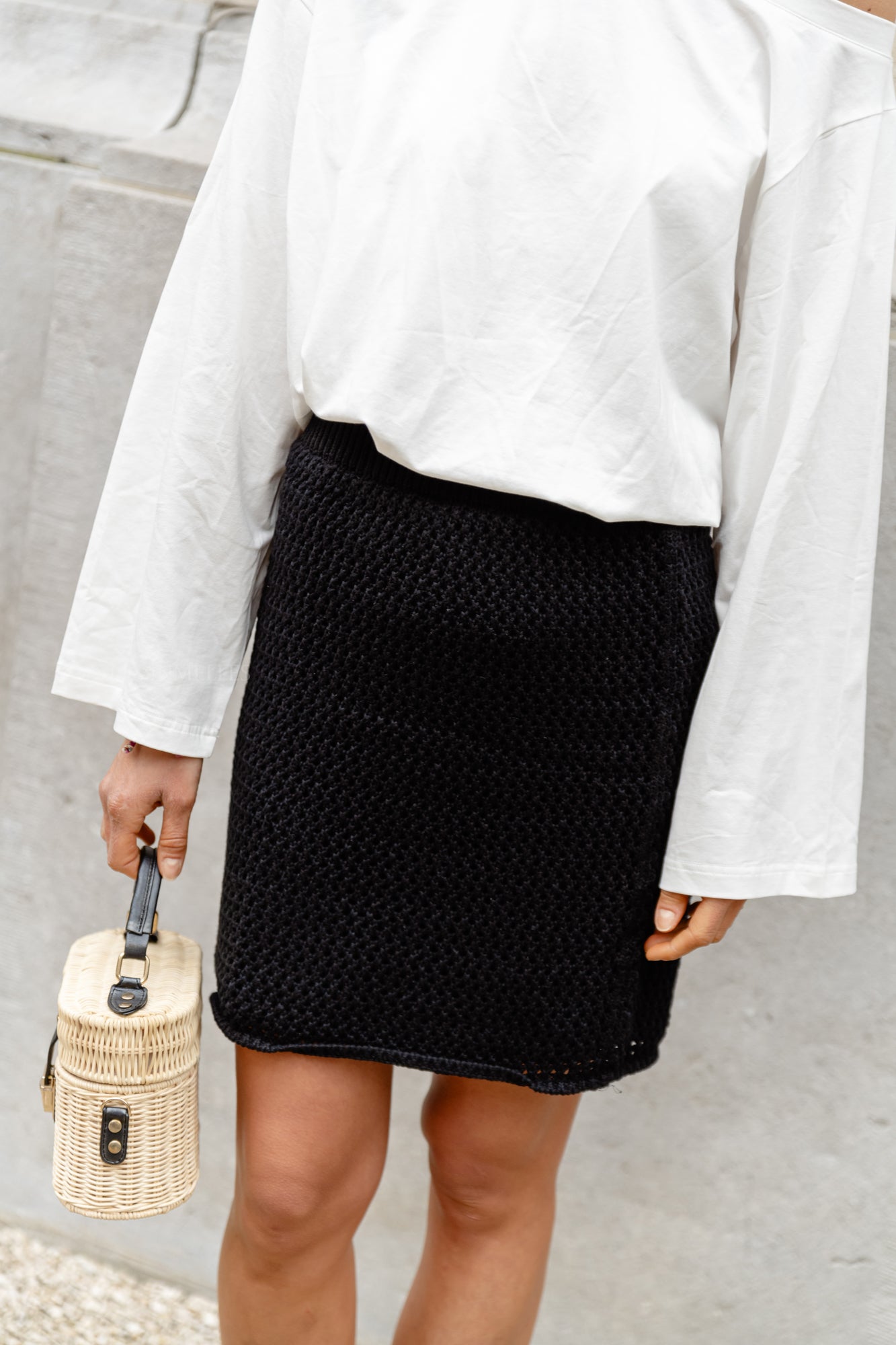 SLFFina HW mini knit skirt black