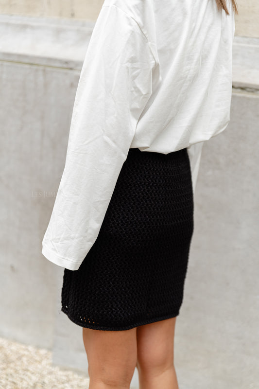 Les Jumelles SLFFina HW mini knit skirt black