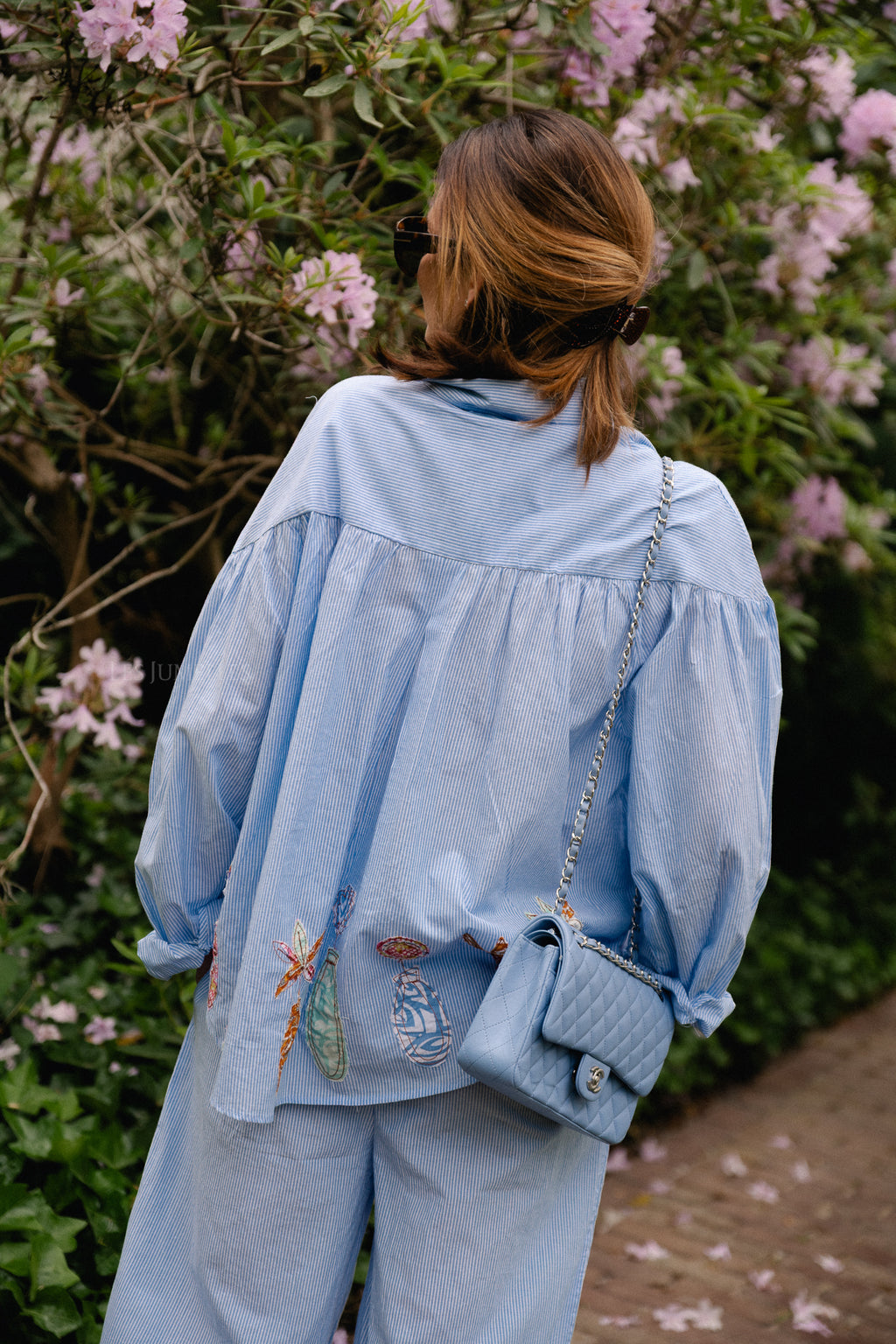 Flora pants blue stripes