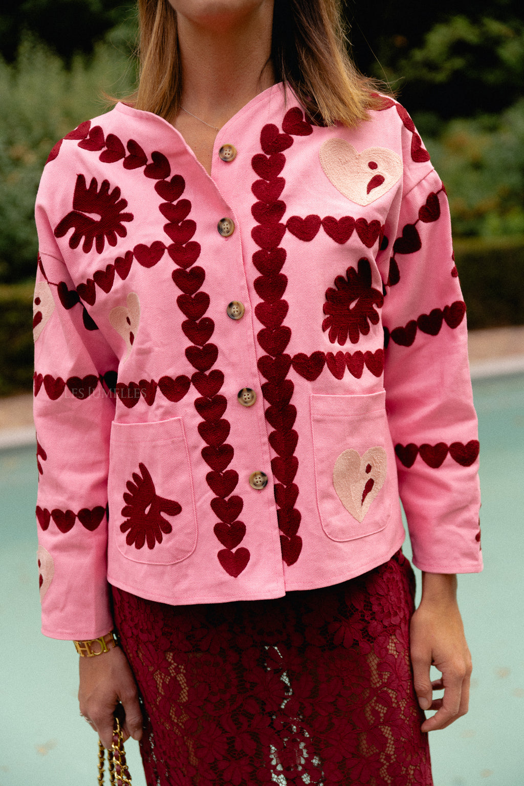Lena embroidered vest pink