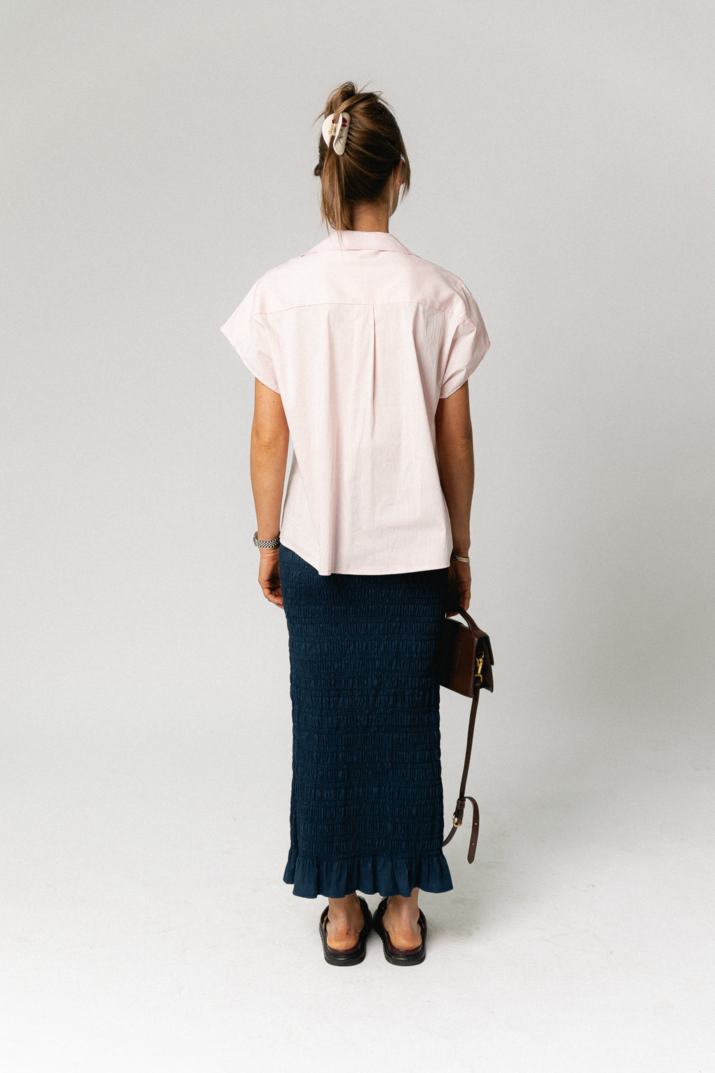 Mona smocked skirt navy
