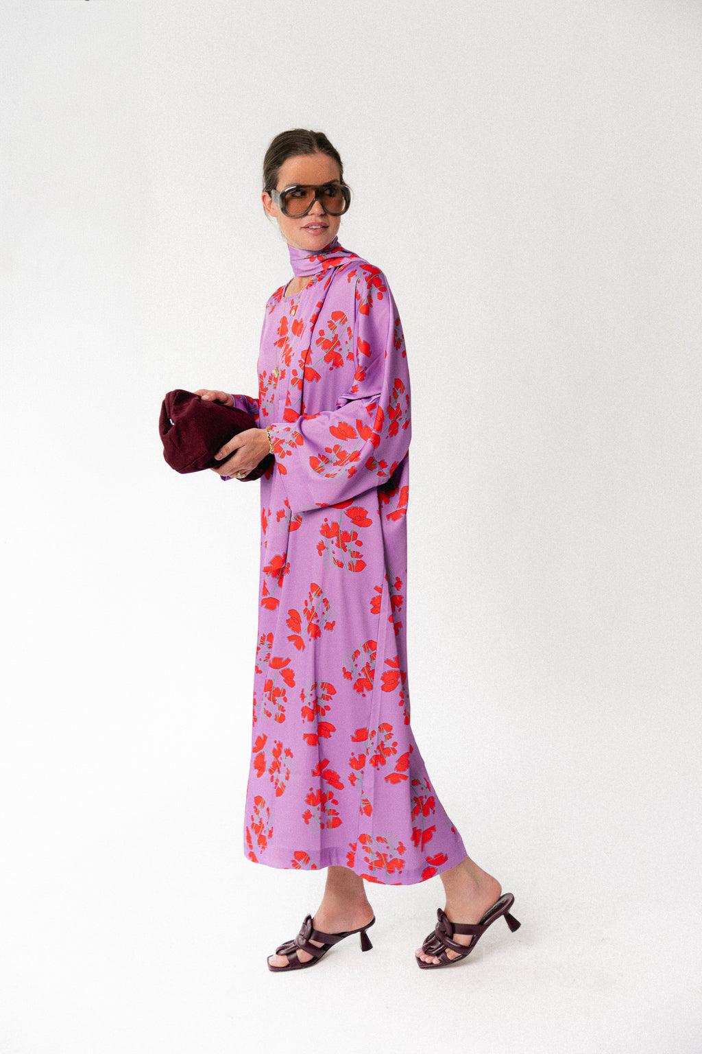 Valerie long dress viola print lilac