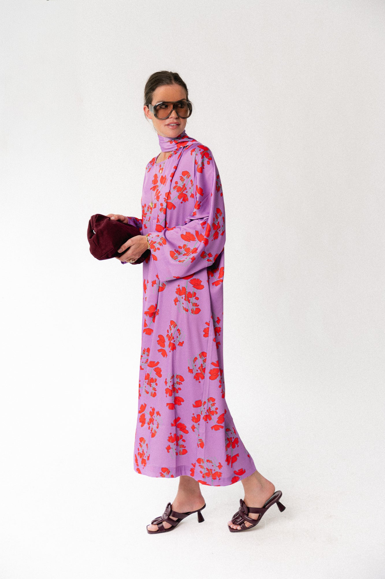 Valerie long dress viola print lilac