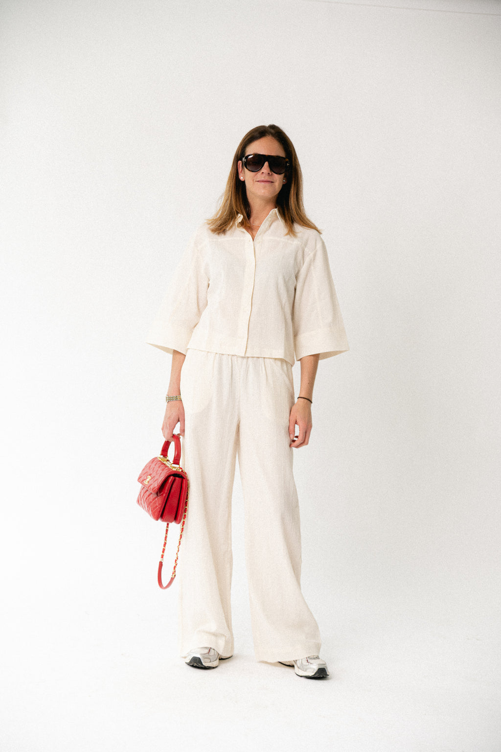 SLFFinnie MW wide sun pants egret