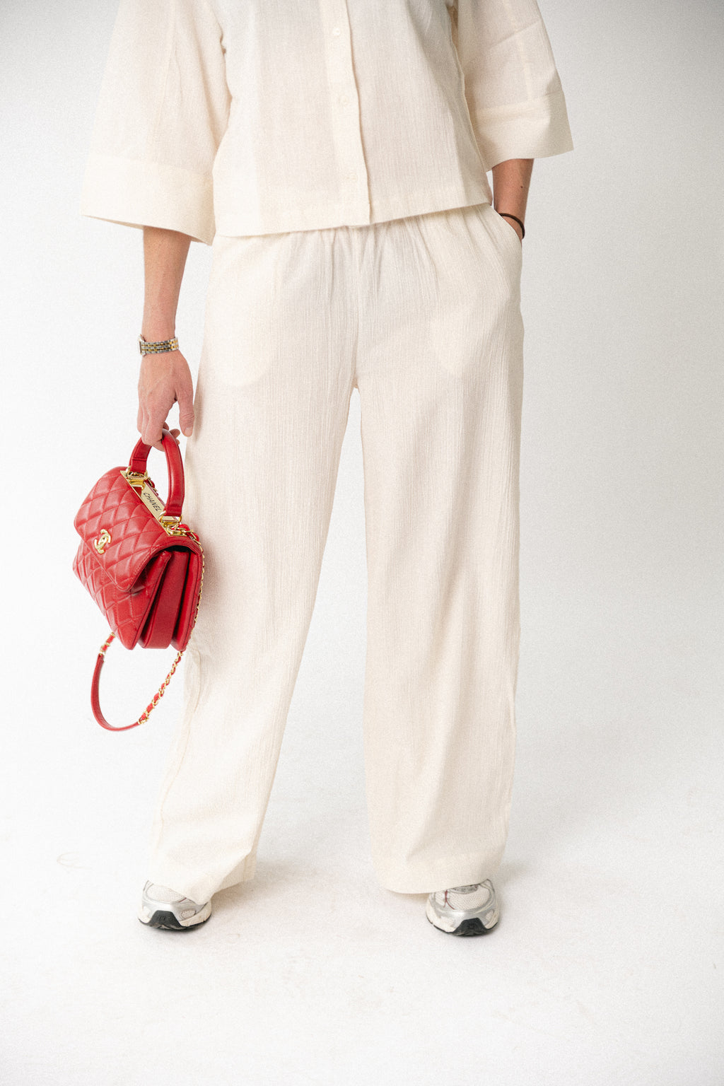 SLFFinnie MW wide sun pants egret