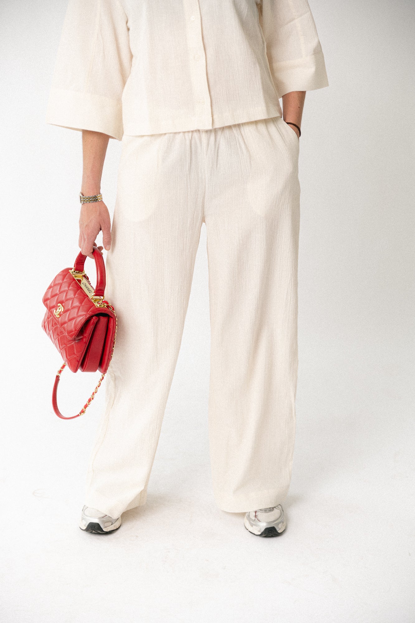 SLFFinnie MW wide sun pants egret
