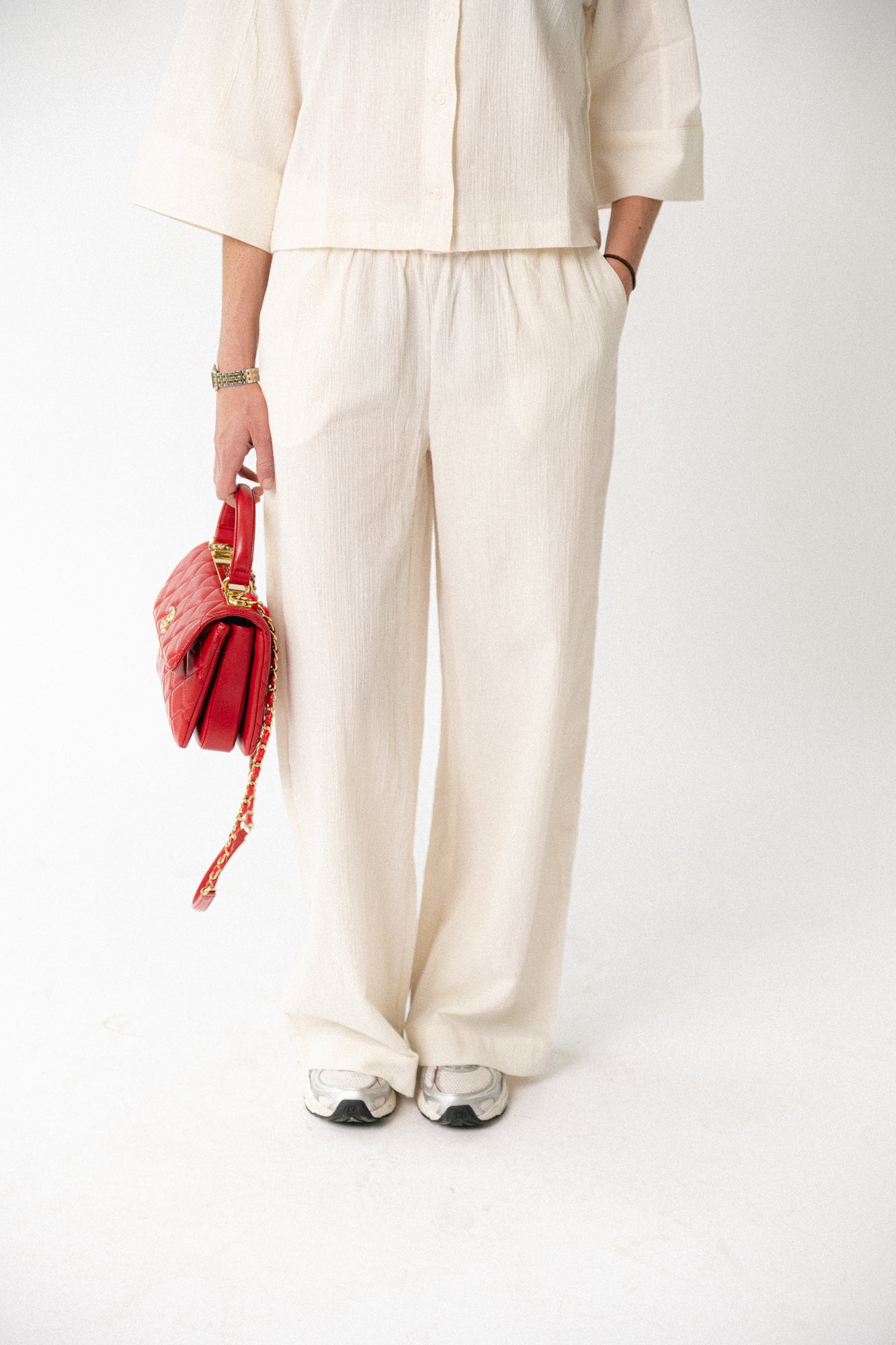 SLFFinnie MW wide sun pants egret