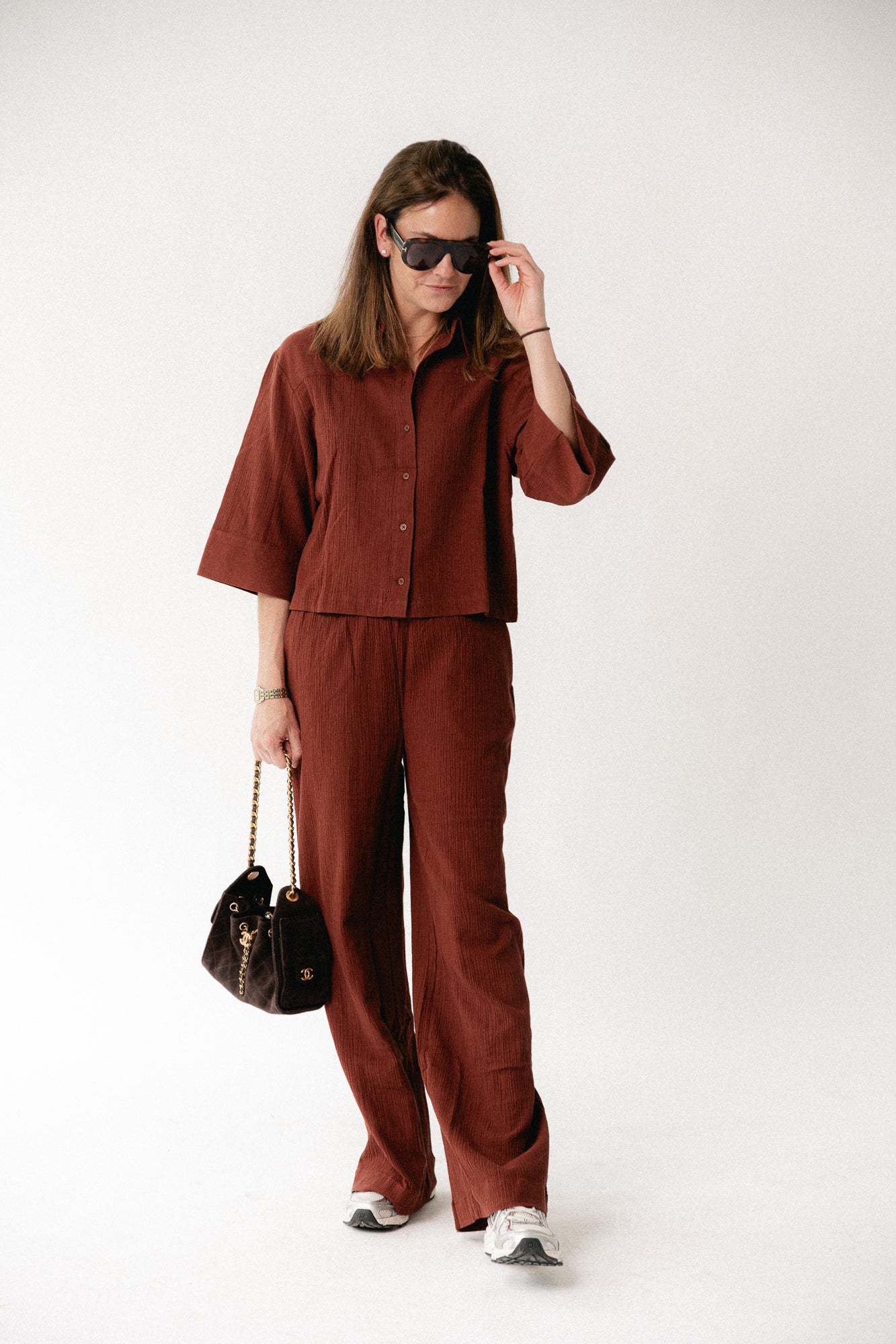 SLFFinnie MW wide sun pants cherry mahogany