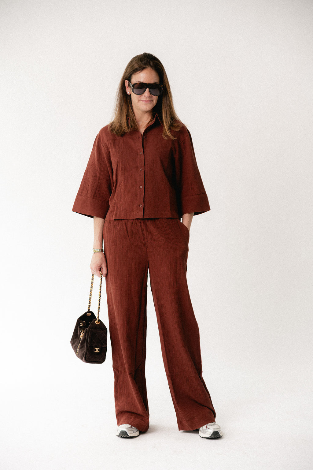 SLFFinnie MW wide sun pants cherry mahogany
