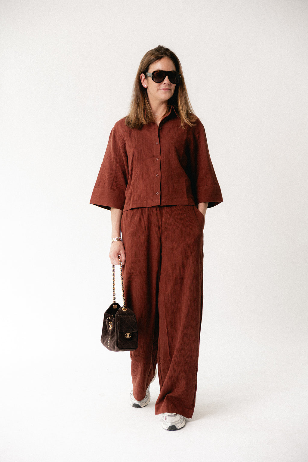 SLFFinnie MW wide sun pants cherry mahogany