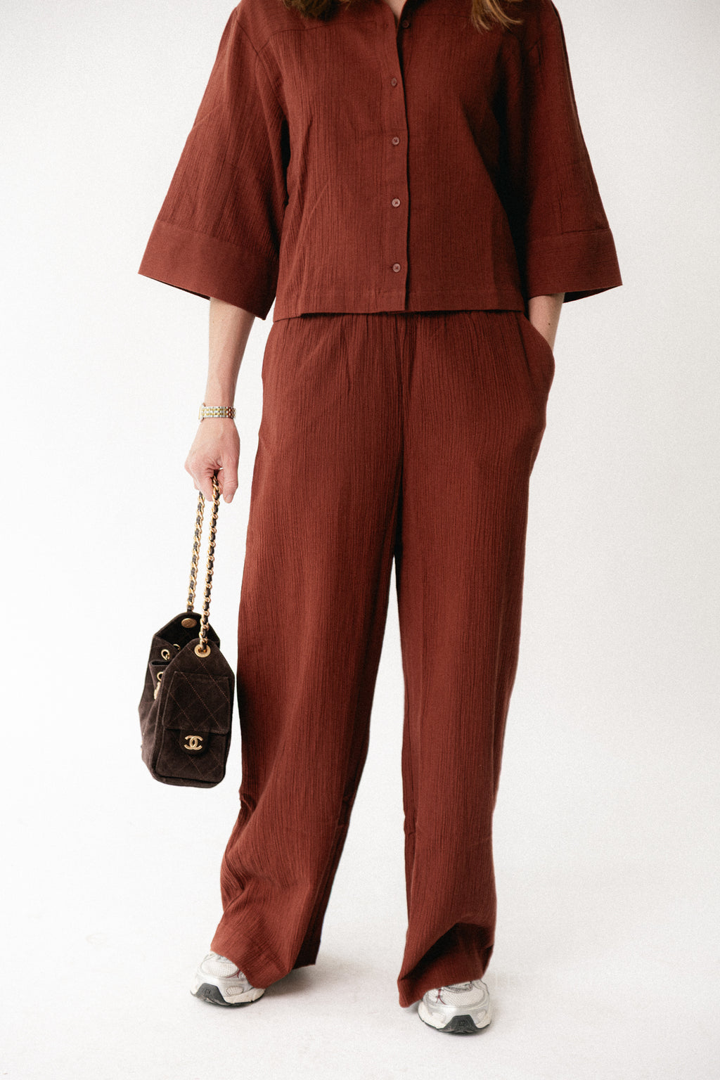 SLFFinnie MW wide sun pants cherry mahogany