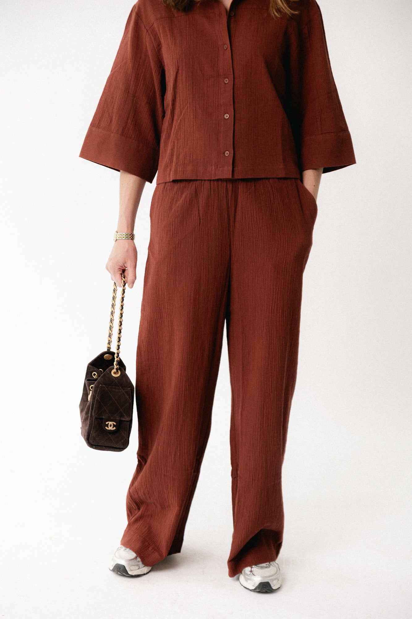 SLFFinnie MW wide sun pants cherry mahogany