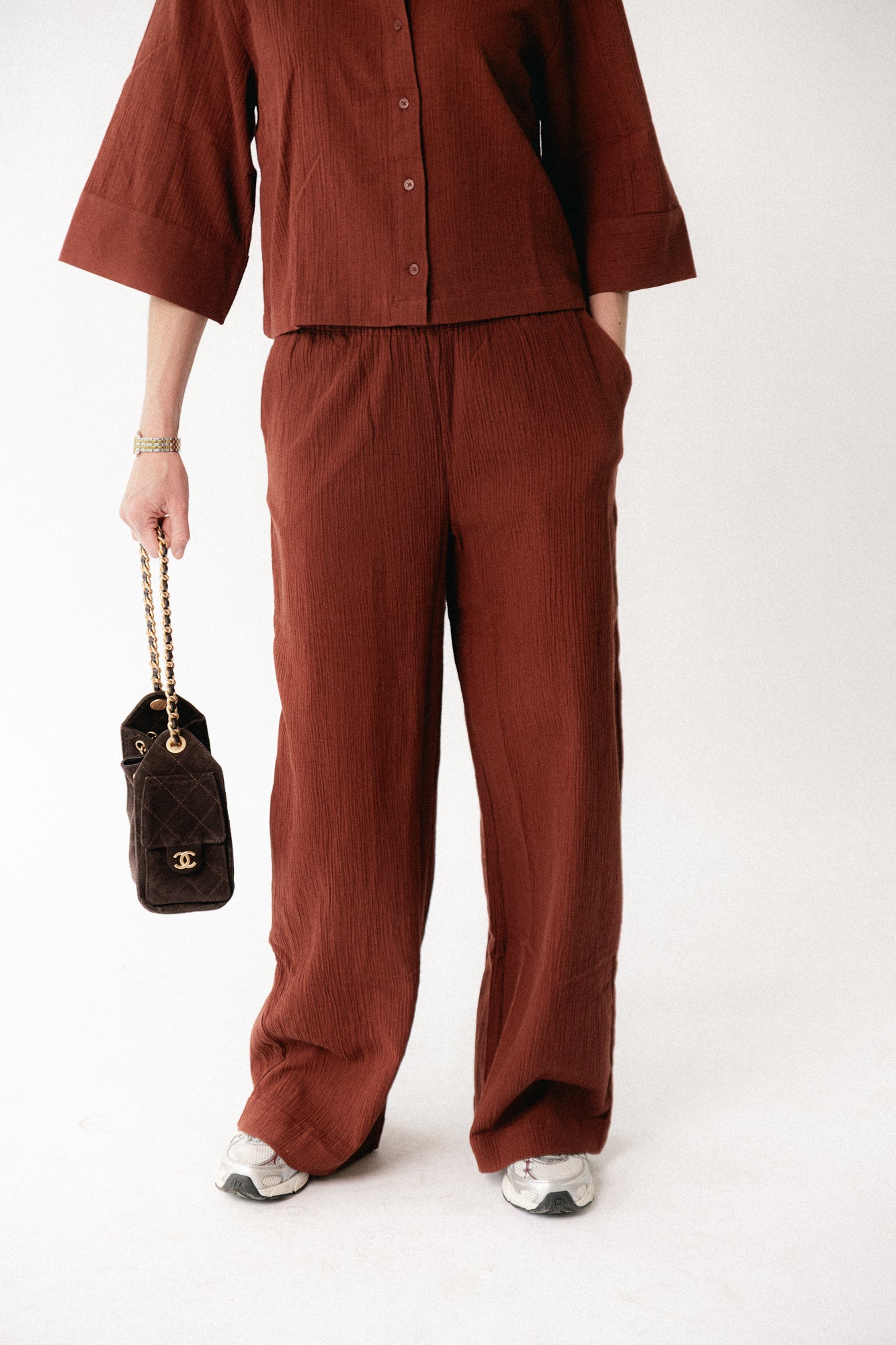 SLFFinnie MW wide sun pants cherry mahogany