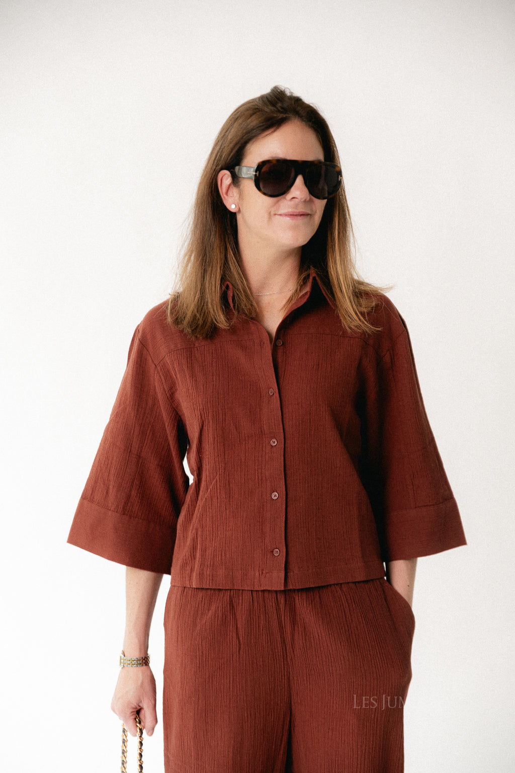 SLFFinnie relaxed 3/4 sun shirt cherry mahogany