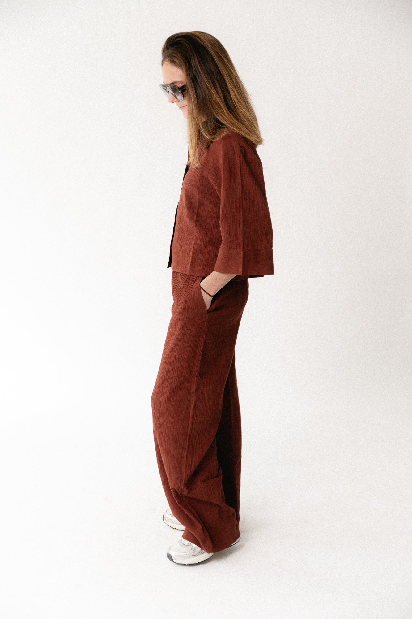 SLFFinnie MW wide sun pants cherry mahogany
