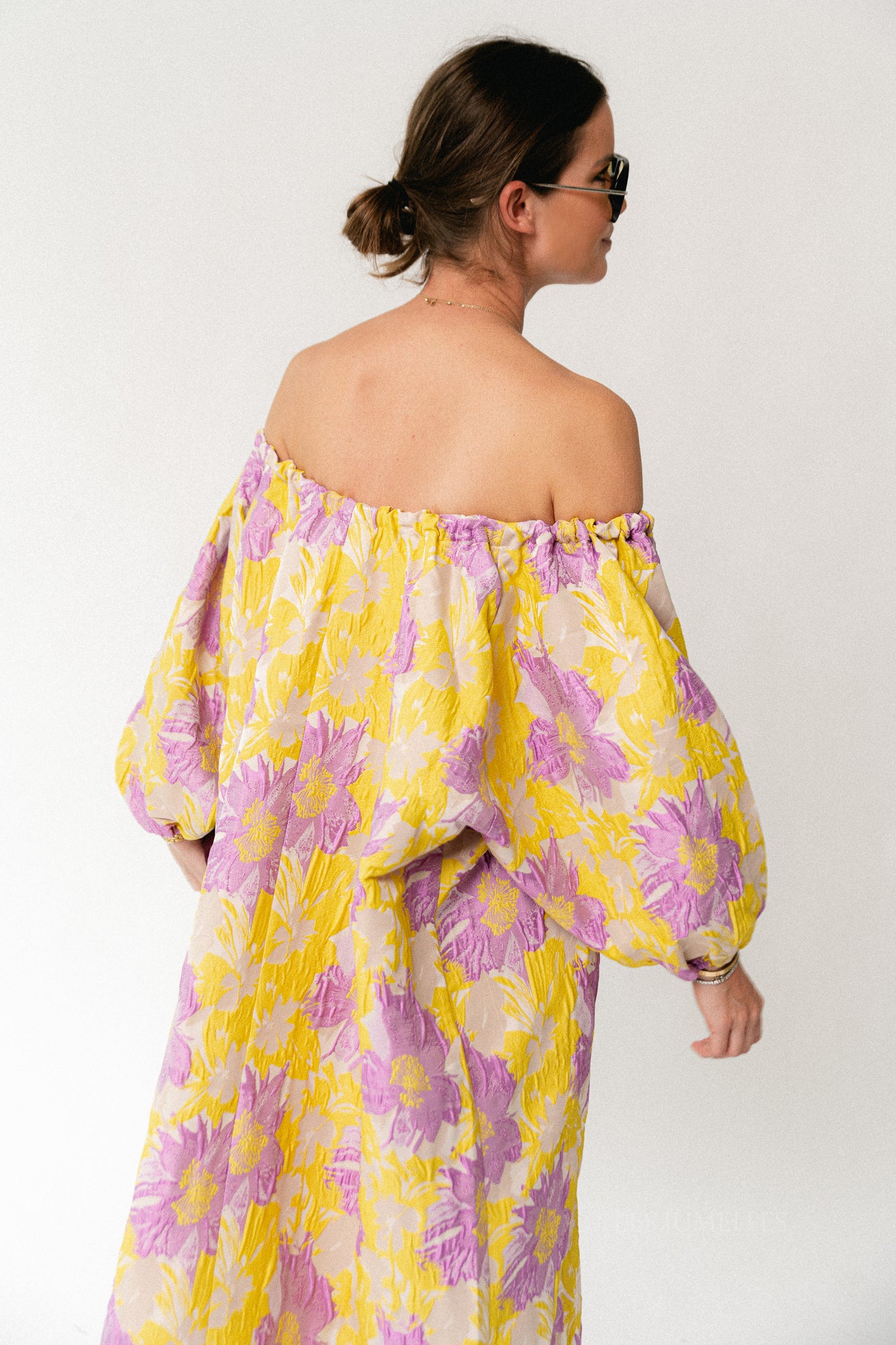 Jamie jacquard long dress yellow/iris orchid