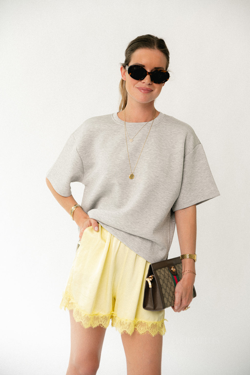 OBJAndrea 2/4 T-shirt light grey melange
