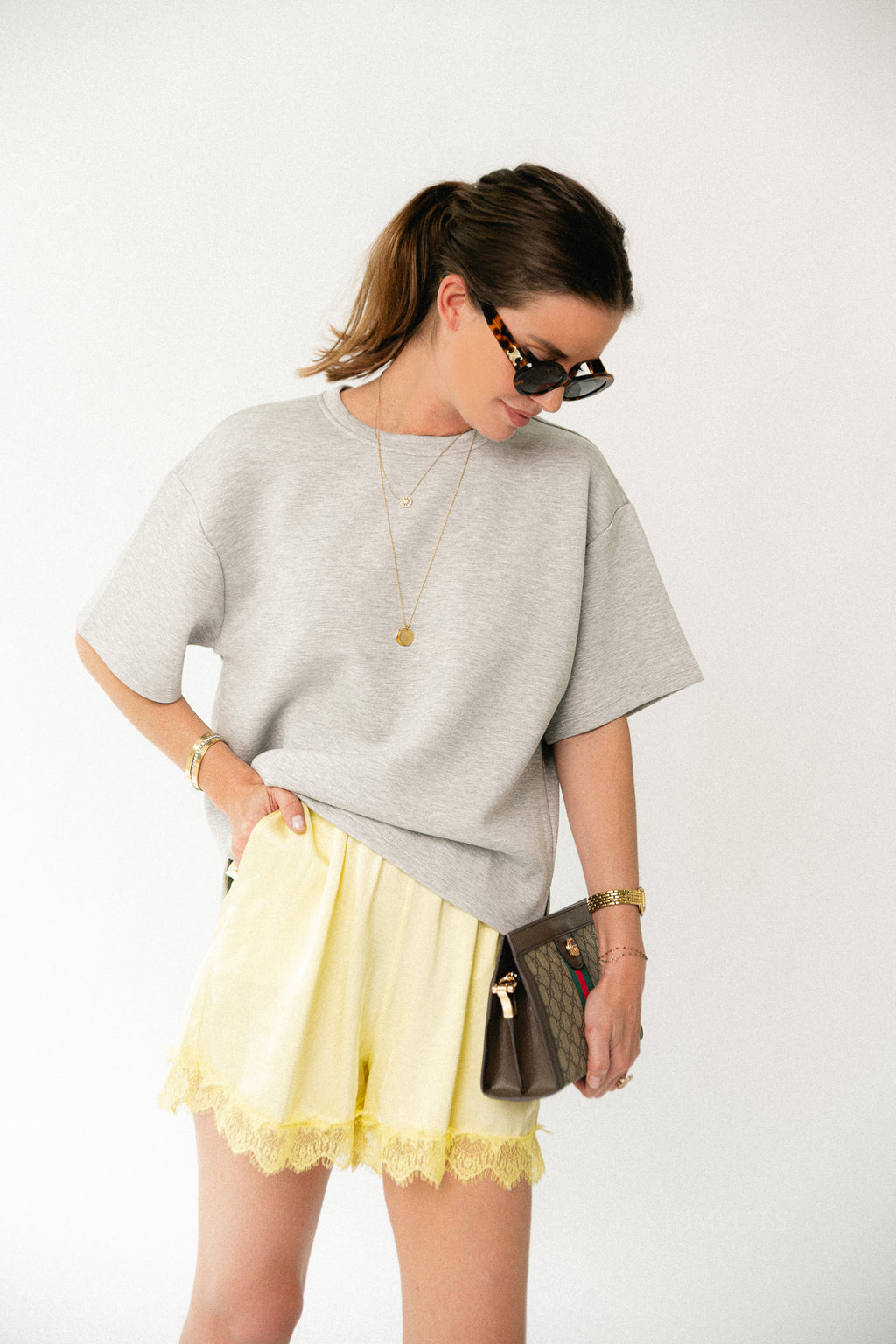 OBJAndrea 2/4 T-shirt light grey melange