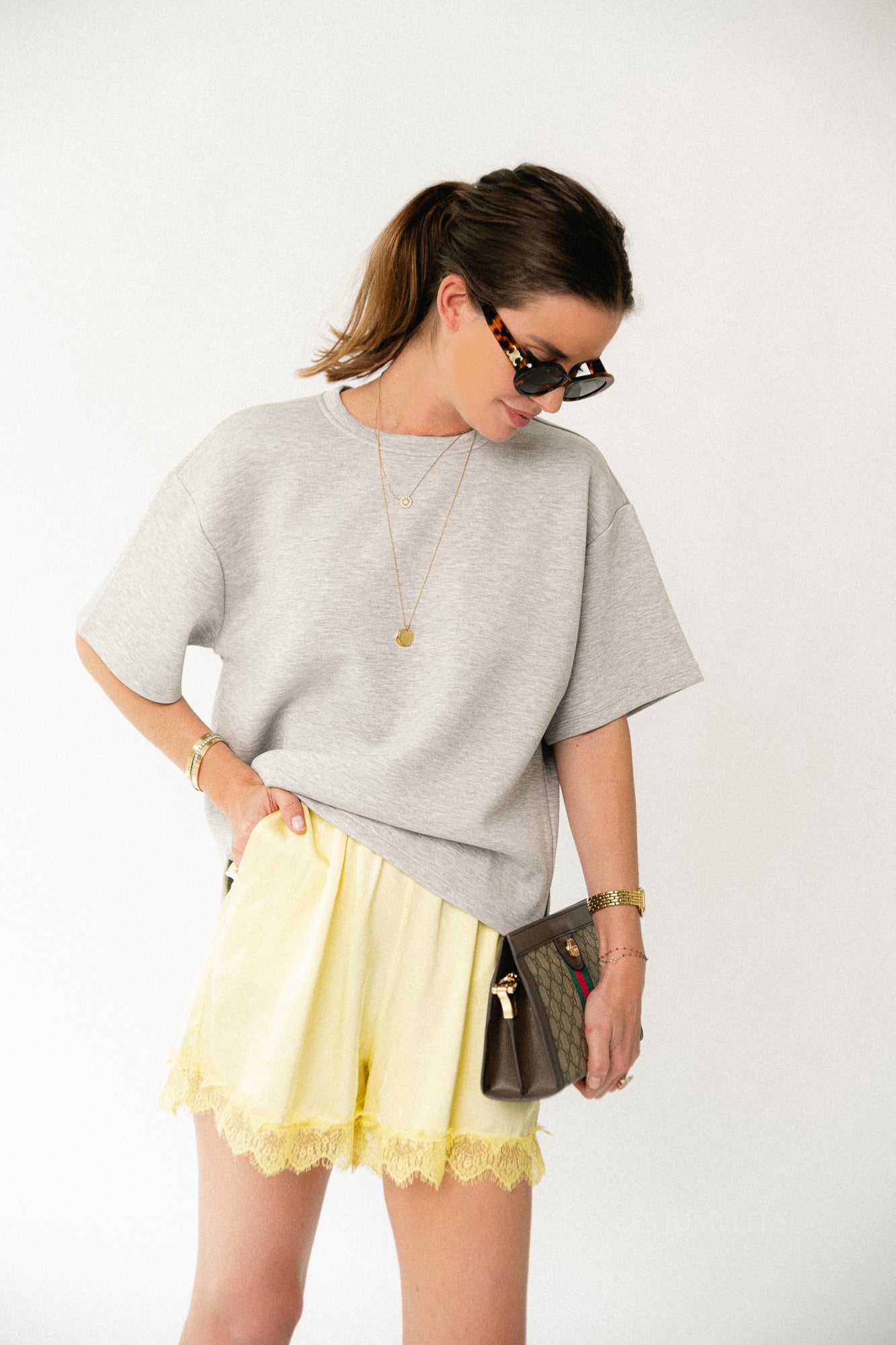 OBJAndrea 2/4 T-shirt light grey melange