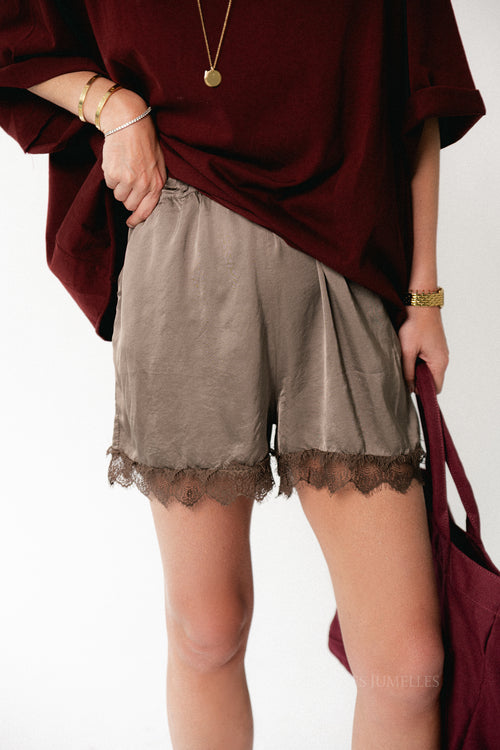 Sophia sateen shorts chocolate brown