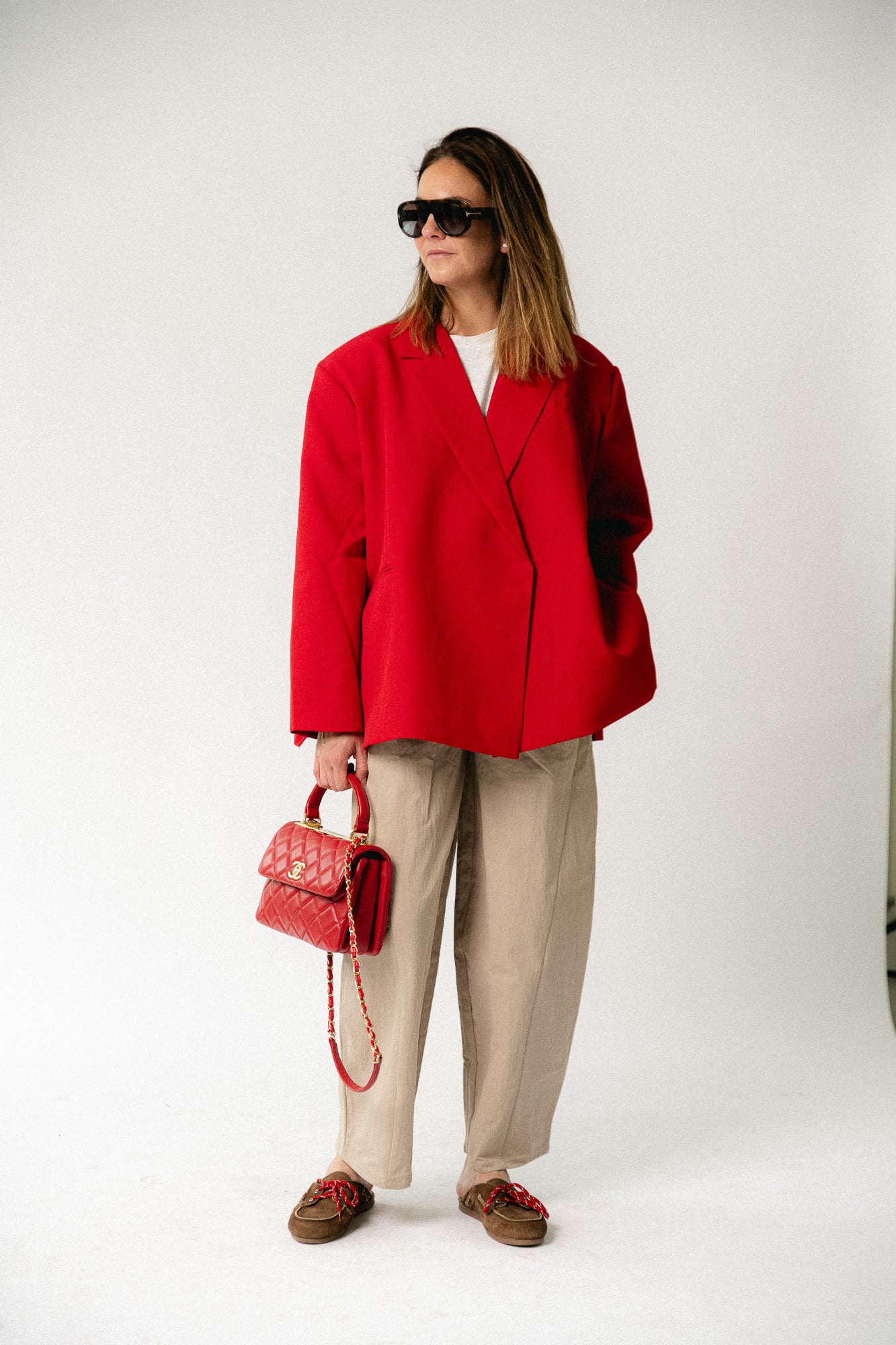 Chloe oversized blazer strawberry red