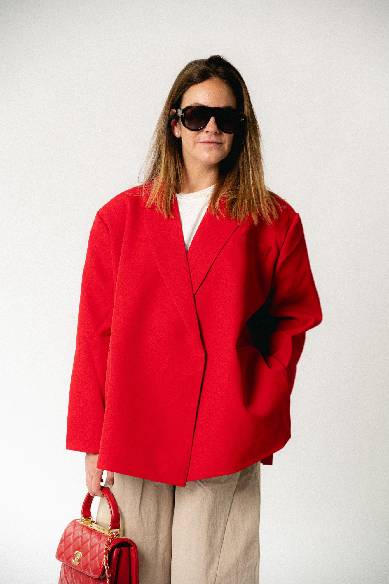 Chloe oversized blazer strawberry red